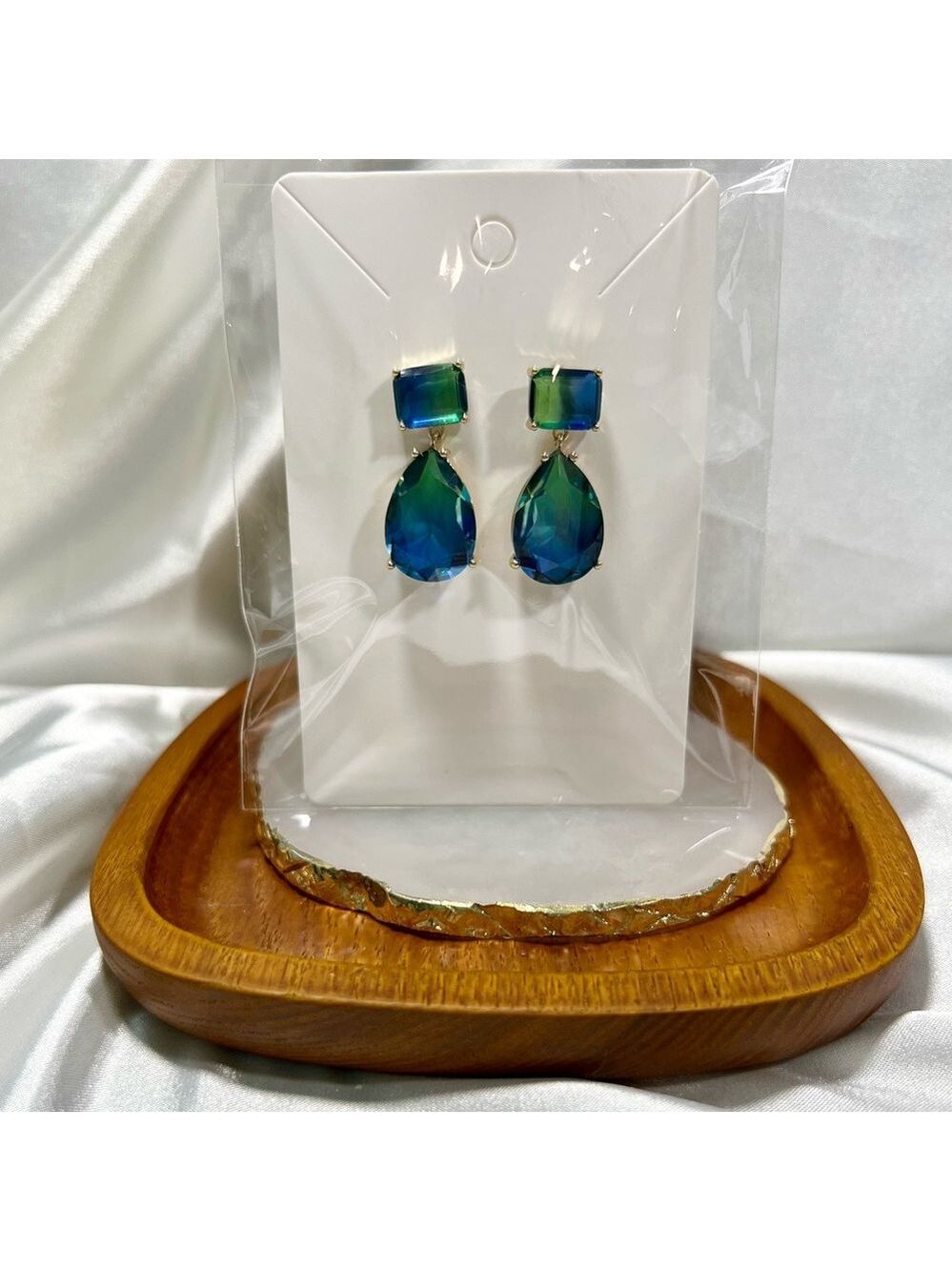 Blue Green Dangle Earrings